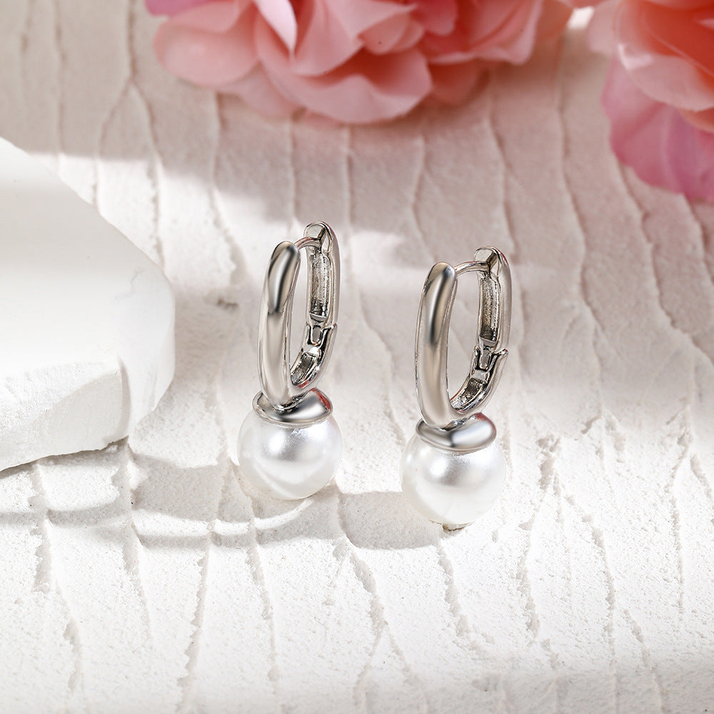 Copper Plating Electroplated U-shaped Pearl Ear Clip Earrings