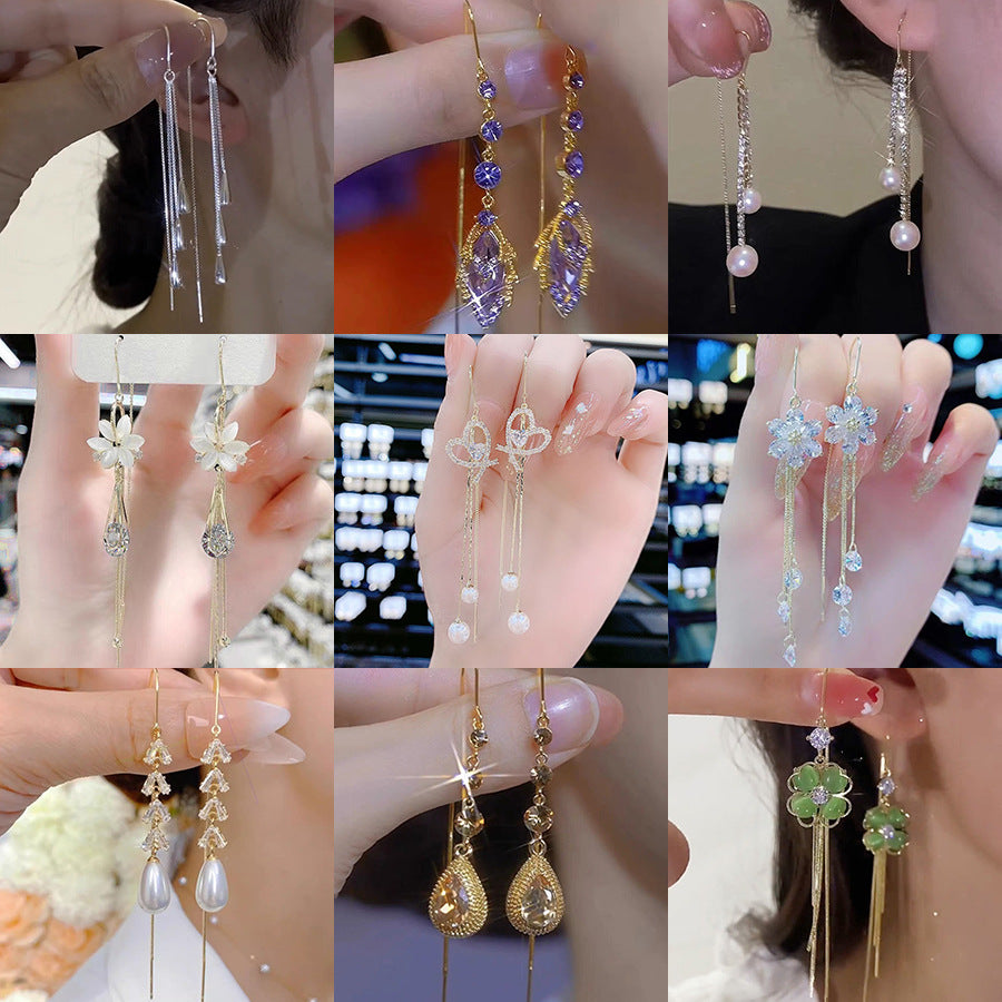 Women's Tassel Fashionable Simple Snowflake Leaves Slim Ear Line