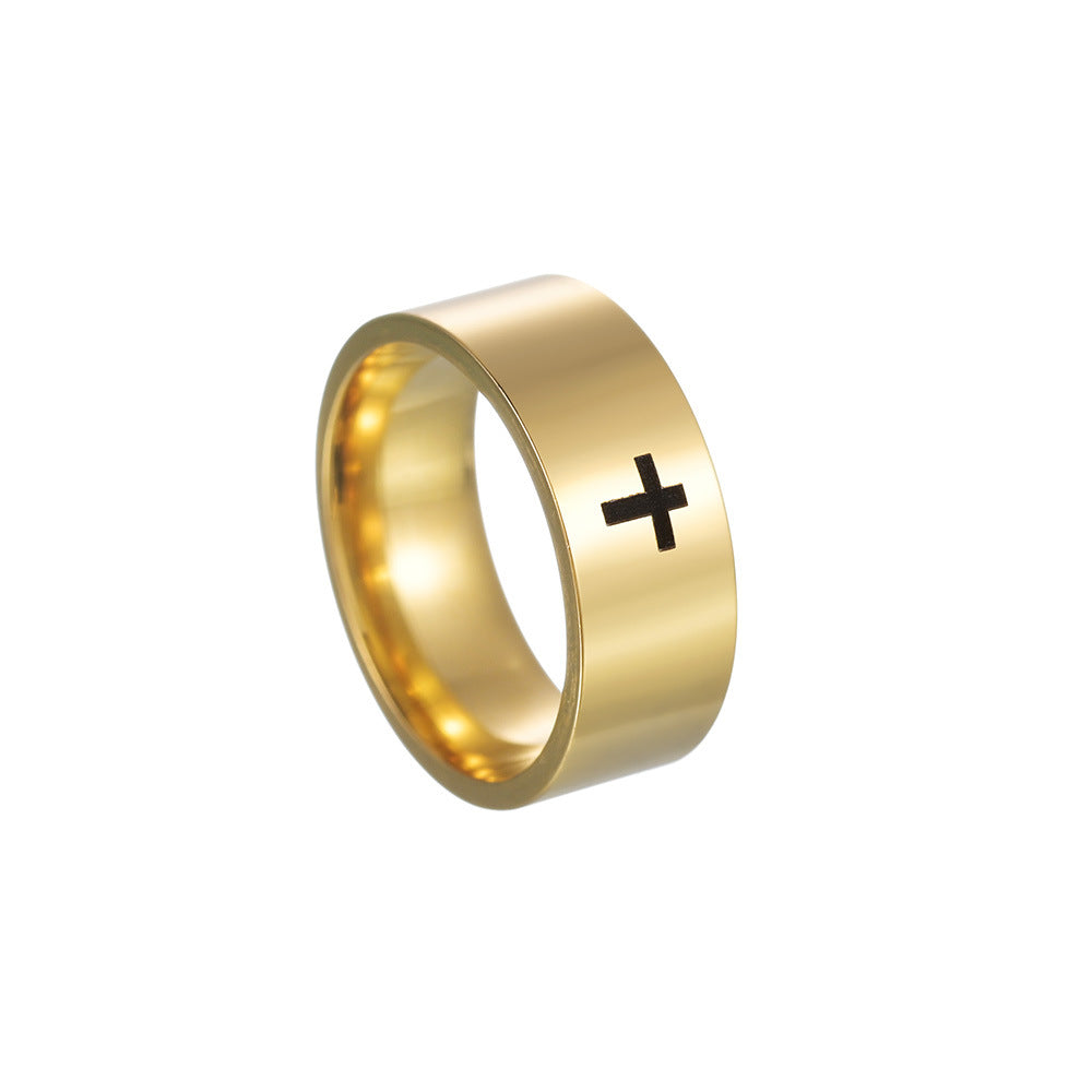 Cross Ornament Classic Marking Stainless Steel Rings