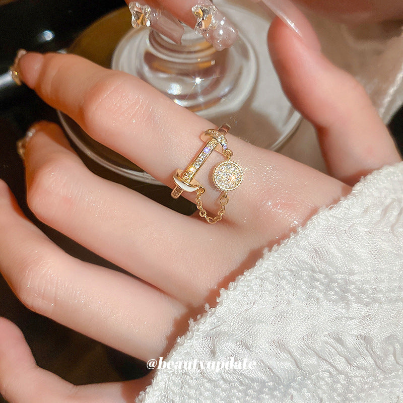 Chain Tassel Affordable Luxury Fashion Design Sense Versatile Opening Index Ring