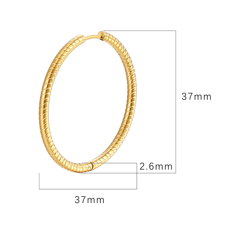 Women's Fashionable Exaggerated Round Stainless Steel Clip Trendy Fashion High-grade Rings