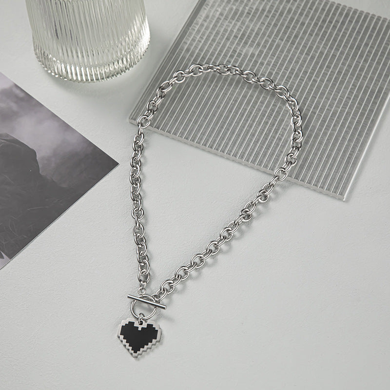 Women's & Men's Round Square Combination Letter Stainless Steel Necklaces