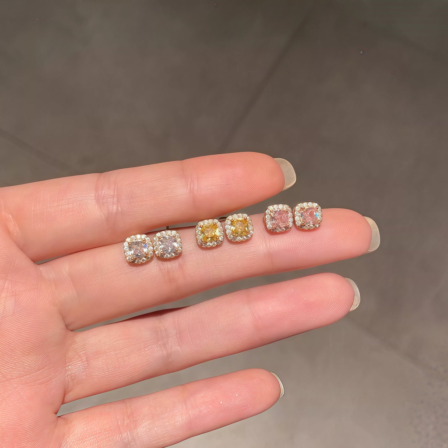 Women's Small Sugar Cube Colorful Zircon Square Rings