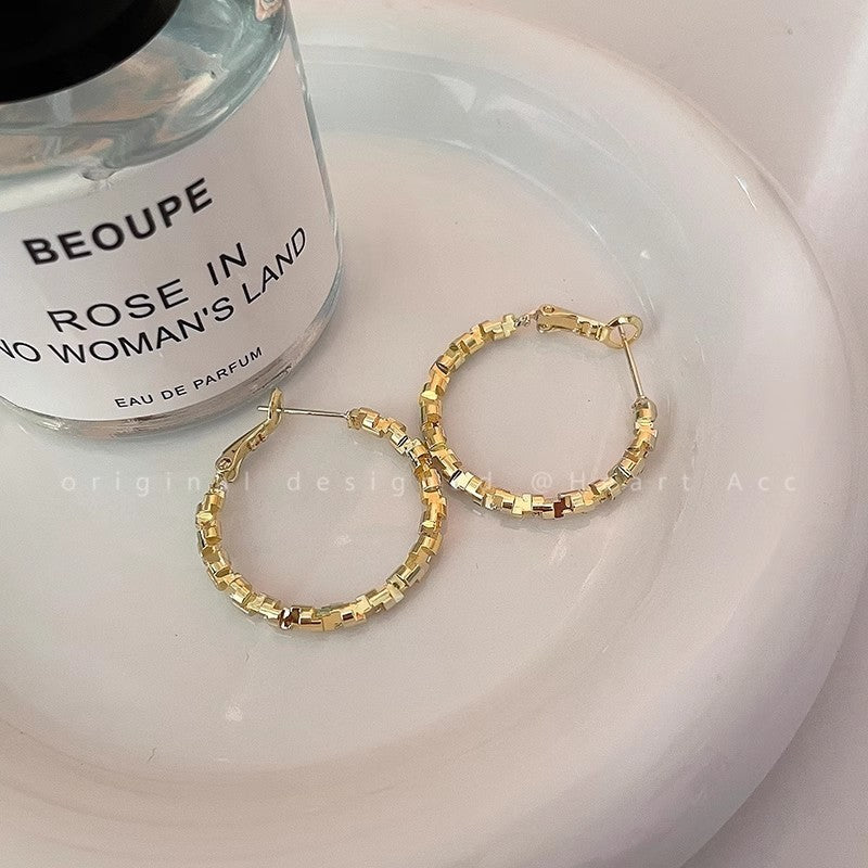 Round Ear Clip Light Luxury High-grade Exaggerated Face Rings