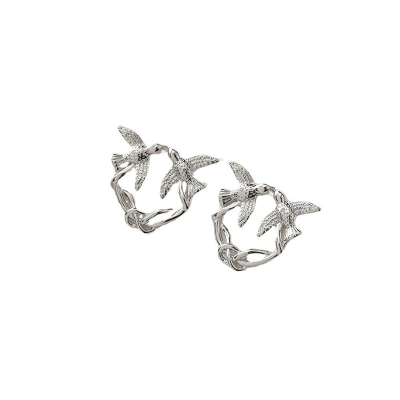 Chinese Simple Hollow Geometry Resin Bird Earrings