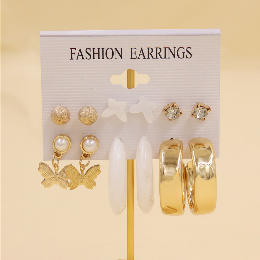Women's Color Resin Leopard Print Pairs Retro Fashion Earrings