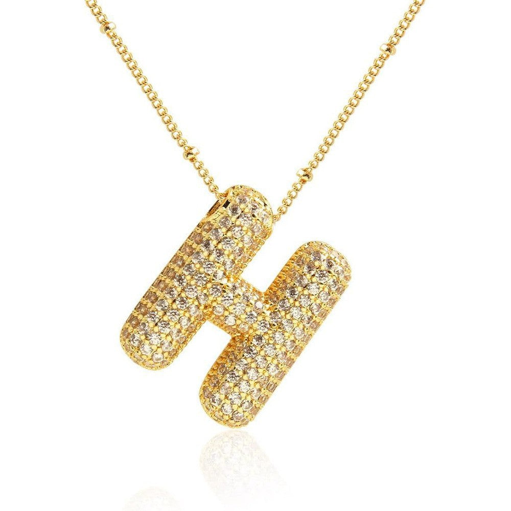 Women's Inlaid Zircon Full Diamond Bubble Letter Pendants