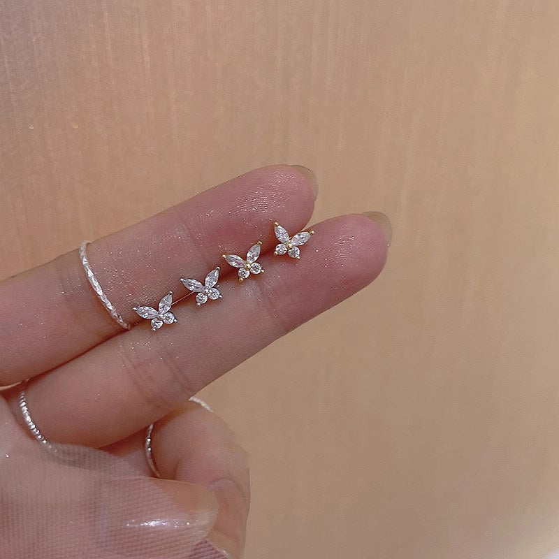 Female Korean Simple Personalized Graceful Micro Inlaid Zircon Stud Earrings