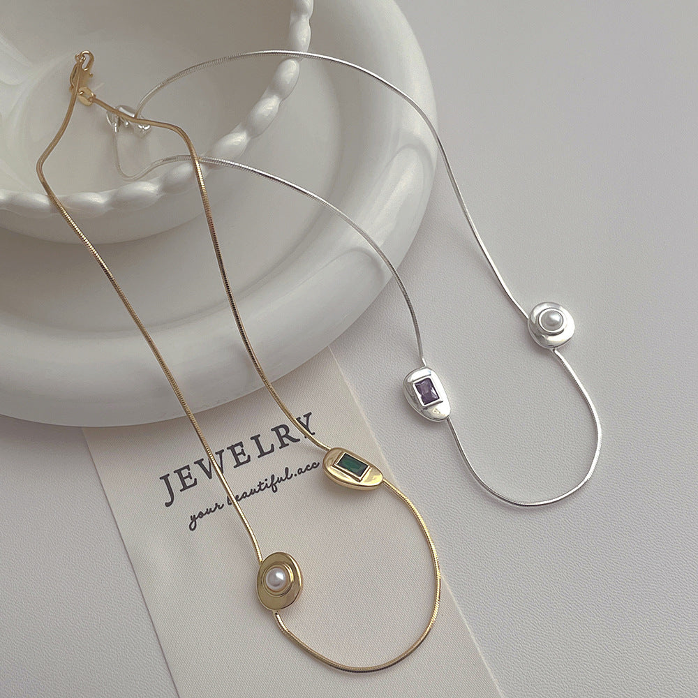 Zircon Pearl High-grade Light Luxury Clavicle Chain Necklaces