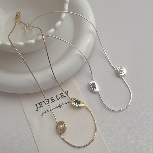 Zircon Pearl High-grade Light Luxury Clavicle Chain Necklaces