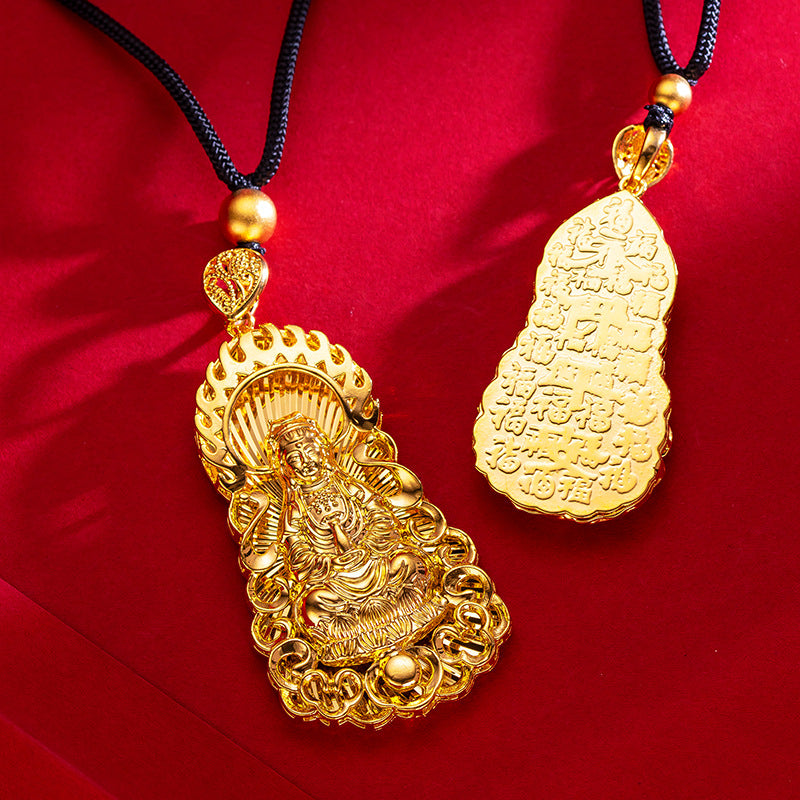 Women's & Men's Gold-plated Avalokitesvara Gold Version Fire Big Pendants