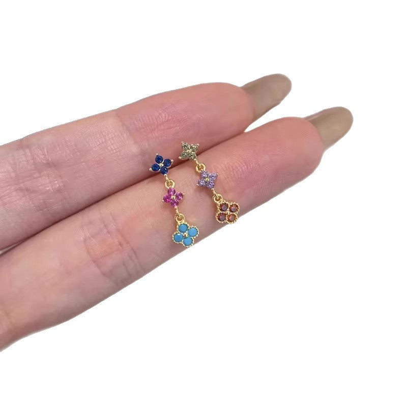Women's Zirconium Clover Tassel Light Luxury High-grade Graceful Rings