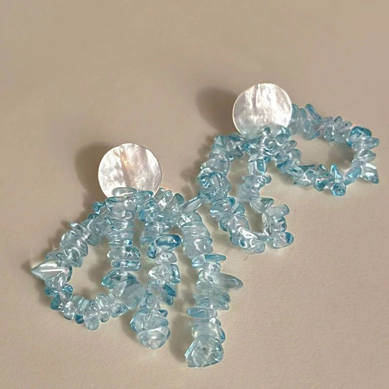 Needle Blue Butterfly Drop Oil Diamond Artistic Temperamental Affordable Earrings