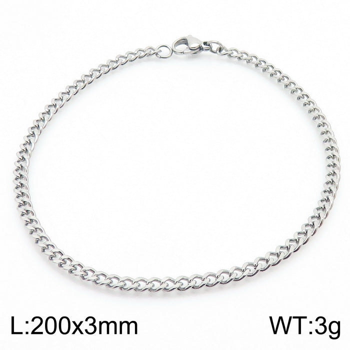 Men's Fashion Side Flat Chain Stainless Steel Bracelets