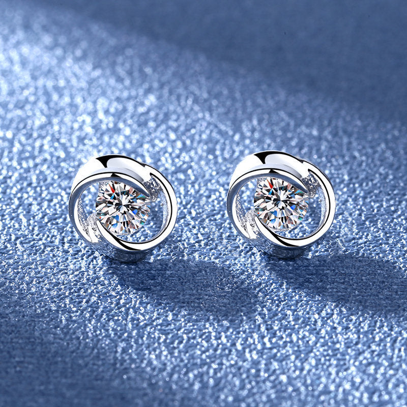 Women's For Sier-plated Ear Rotating Love Simple Stud Earrings