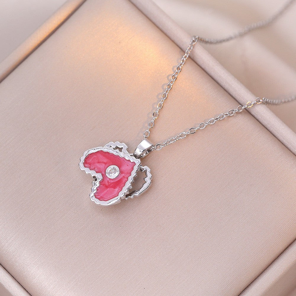Female Minority Fashion Design Rotating Bauhinia Zircon Flower Necklace