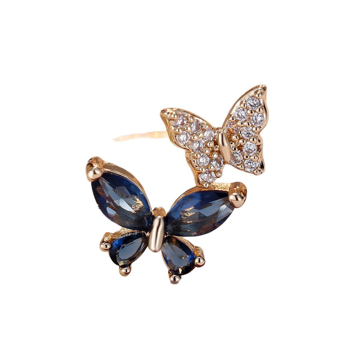 Inlaid Zirconium Double Butterfly Open Light Luxury Minority Design Fashion Rings