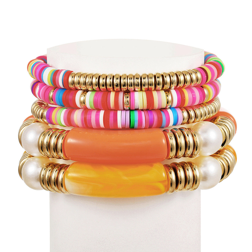 Bohemian Color Polymer Clay Acrylic Ethnic Bracelet