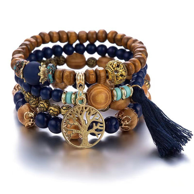 Fashion Simple Bohemian Wooden Beaded National Style Temperament Bracelets