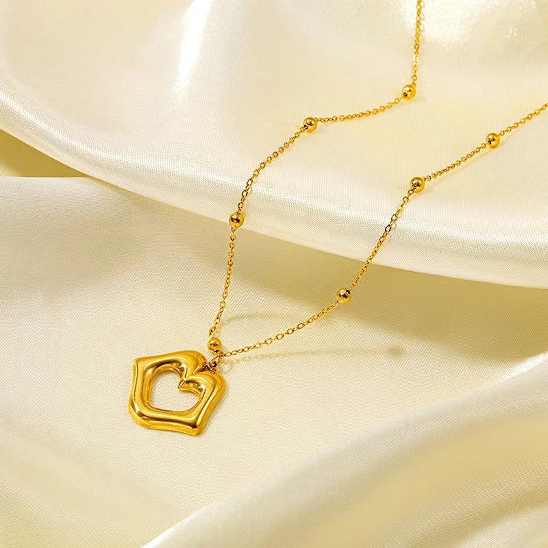 Gold Stainless Steel Titanium Lip Clavicle Chain Necklace