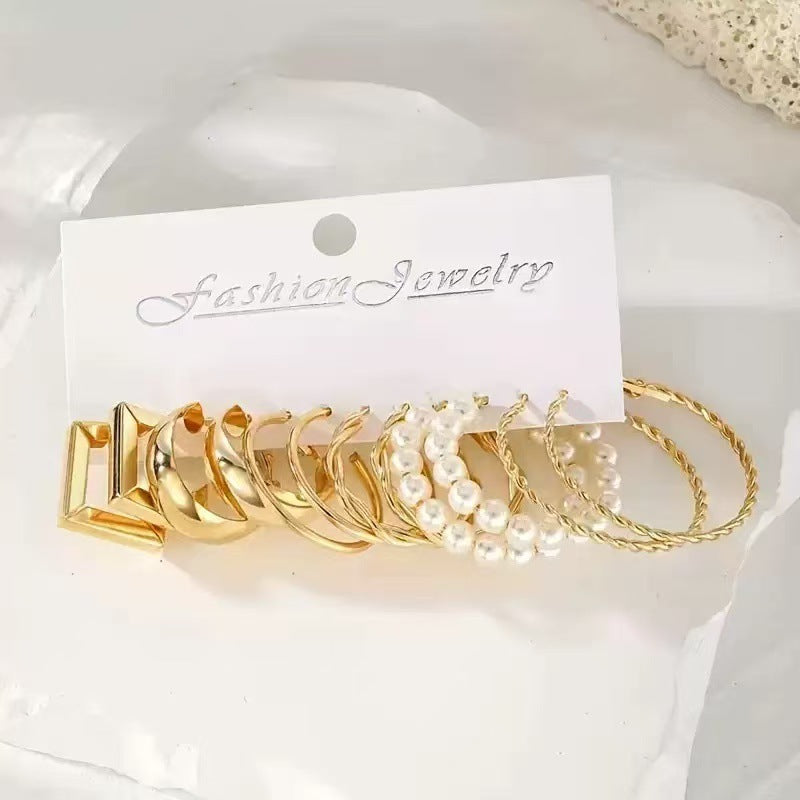 Metal Ear Square Geometric Hepburn Style Personality Rings