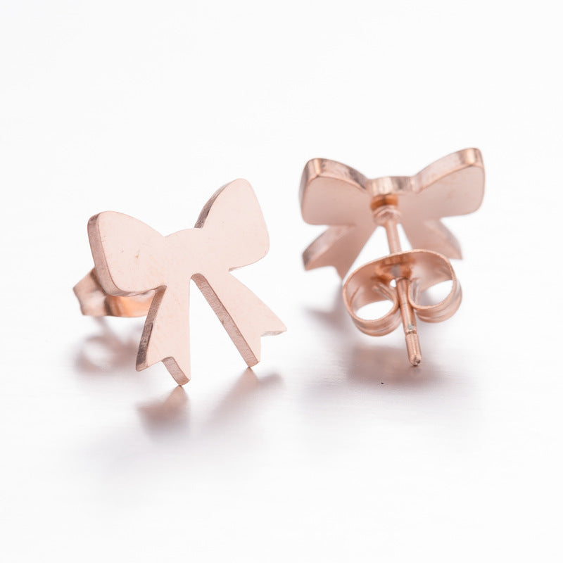 French Stainless Steel Simple Personality Bow Earrings