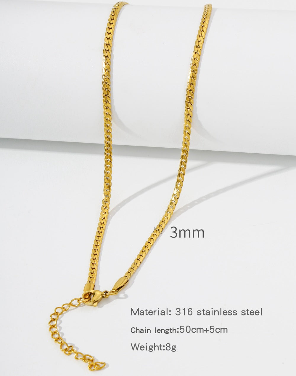 Steel Vacuum Vapor Plating Golden Chain O-shaped Hemp Flowers Necklaces