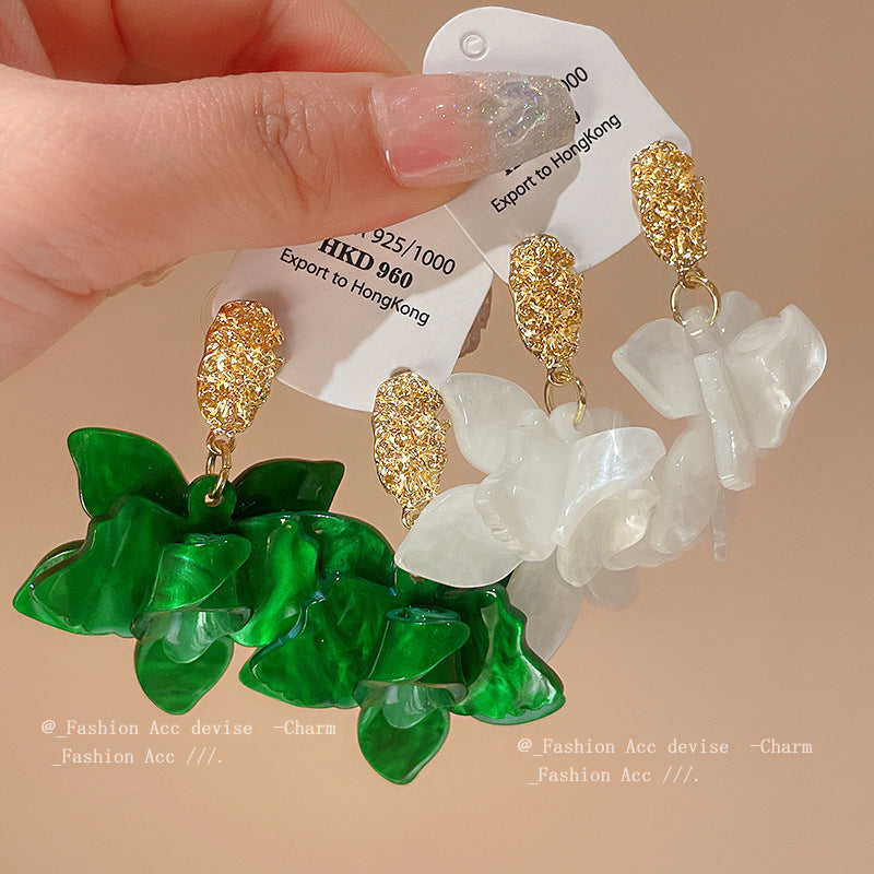 Women's Sier Needle Fresh Flower Graceful Fashionable Design Earrings