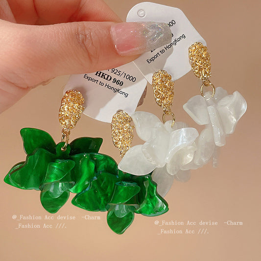Women's Sier Needle Fresh Flower Graceful Fashionable Design Earrings