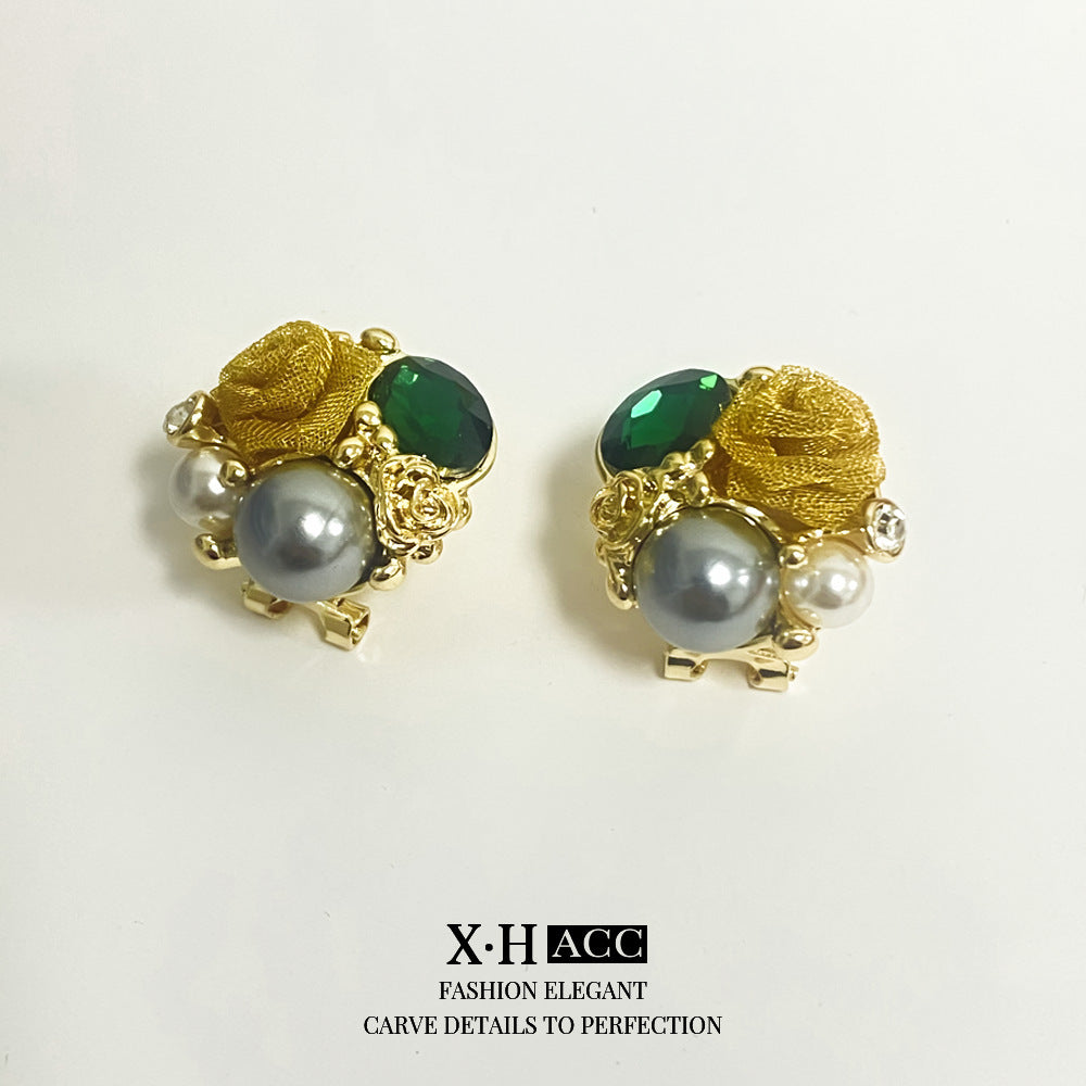 Elegant Graceful Rose Crystal French Romantic Retro Flower Rings