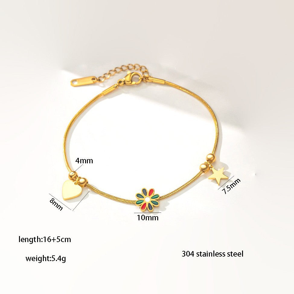 Drop Oil Daisy Gold-plated Affordable Luxury Bracelet