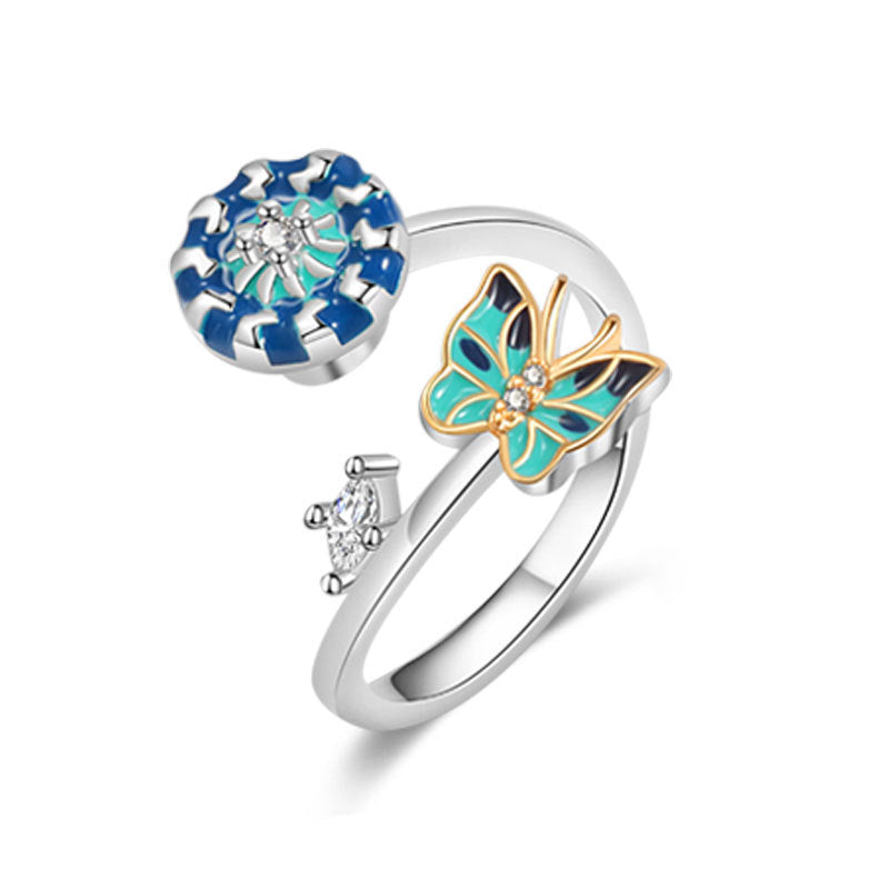 Rotatable Butterfly Female Cold Wind Niche Opening Ring