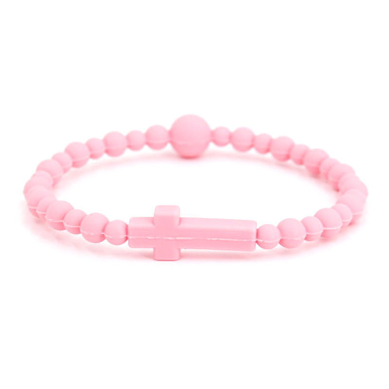 Fashion Macaron Color Series Cross Silicone Simple Bracelet