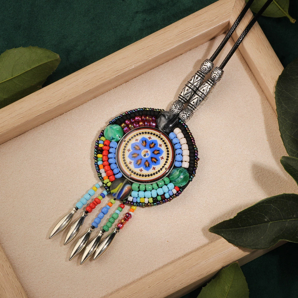 Ethnic Style Nepal Leather Exotic Design Handmade Necklace