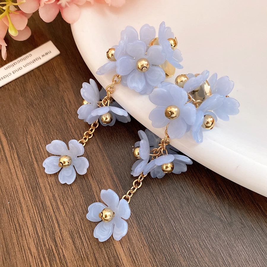 Acrylic Flower Tassel Super Fairy Mori Style Sweet Beautiful Light Earrings