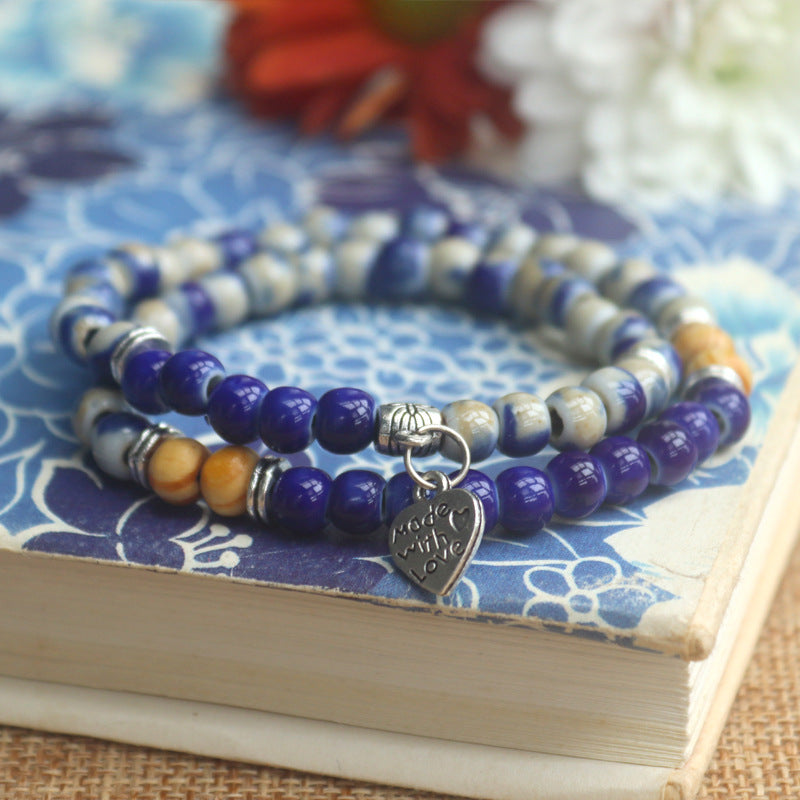 Ceramic Fresh Small Beads Two-circle Sisters Bracelet