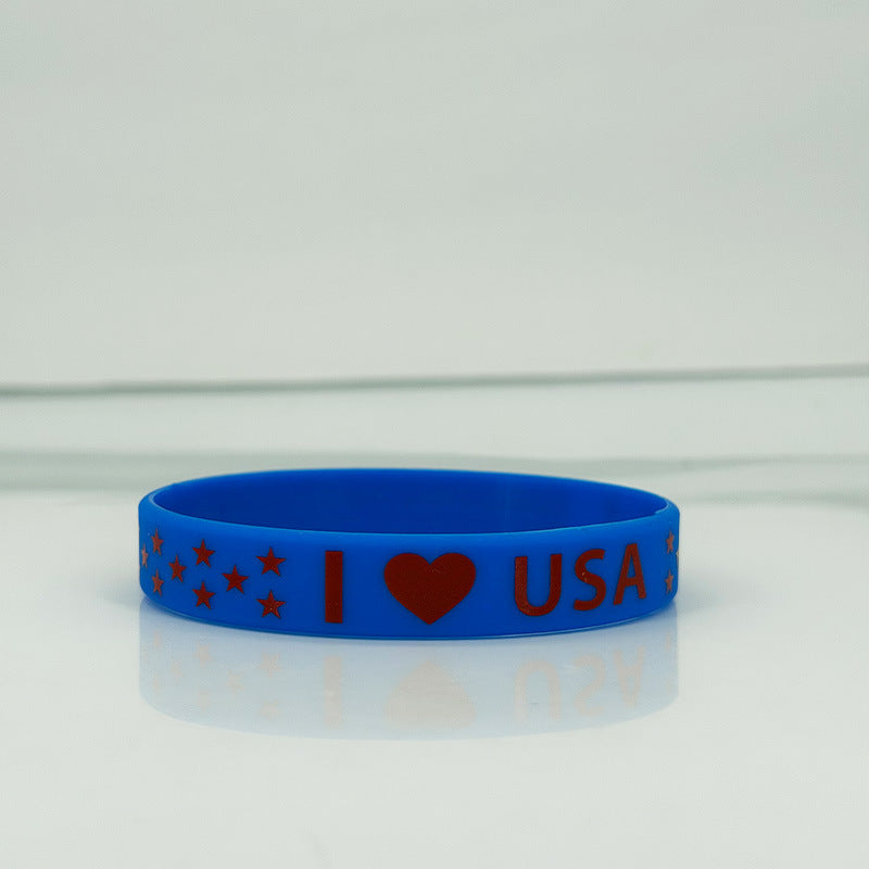 Silicone National Flag Stars Stripes Wristband Patriotic Theme Bracelets