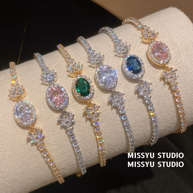 Women's Zircon Oval Korean Style Sweet Light Luxury Bracelet