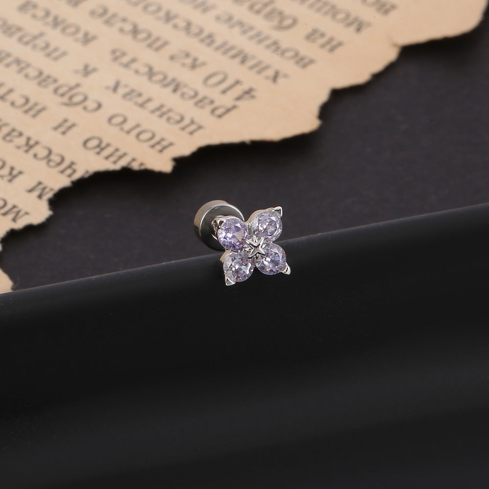 Inlaid Zirconium Niche High-grade Versatile Full Diamond Titanium Stud Earrings