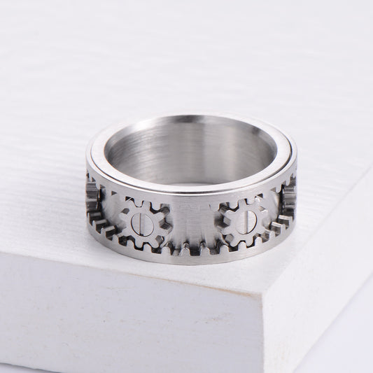 Men's Fashion With Function Stainless Rotatable Gear Rings
