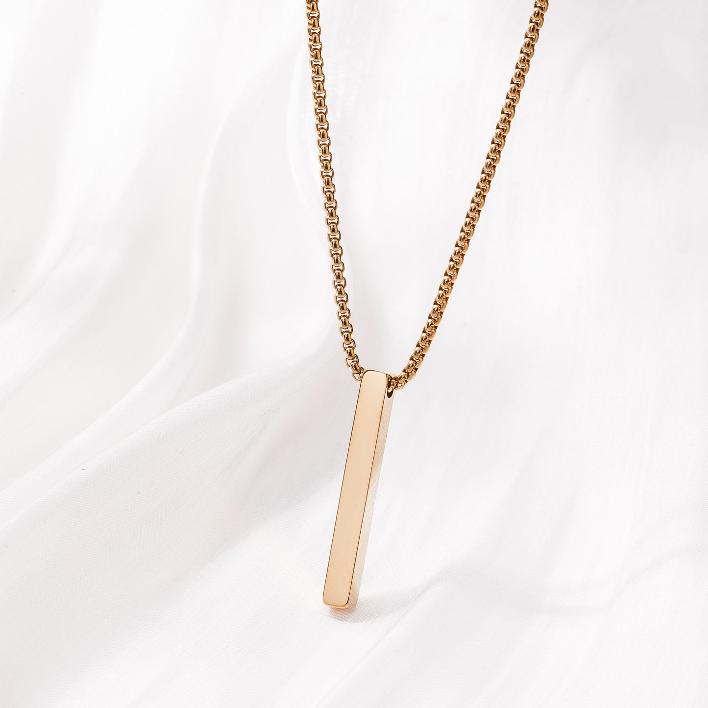 Men's Long Stainless Steel Sweater Chain Gold Plating Simple Geometric Necklaces