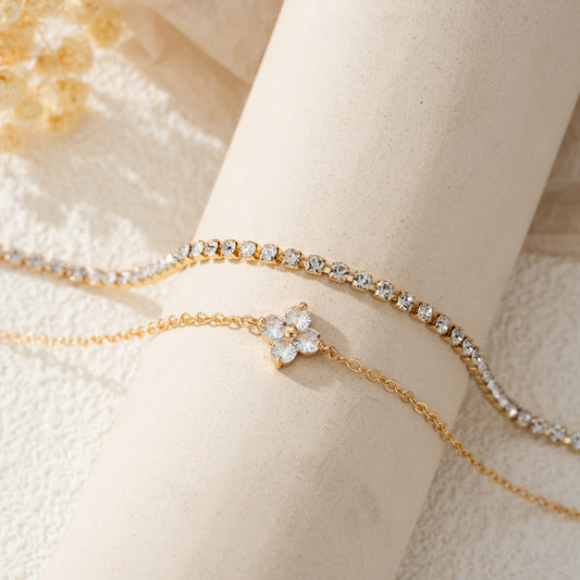 Simple Rhinestone Flower Refined Zircon Niche Fashion Bracelet
