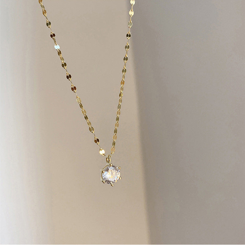 Women's For Niche Design Single Diamond Clavicle Pendants