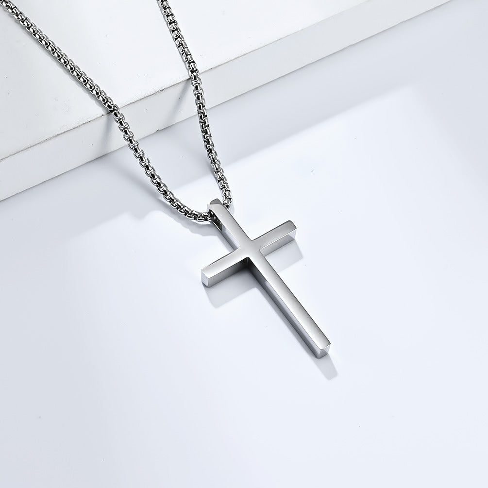 Women's & Men's Titanium Steel Cross Glossy Niche Personality Wear Pendants