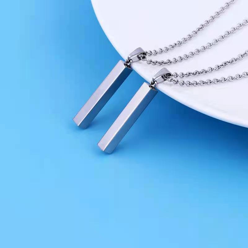 Engraved Titanium Steel Rectangular Bar Indifference Pendants