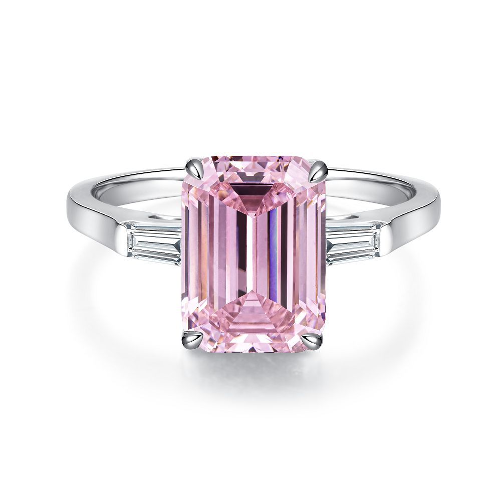 Ice Flower Cut Female Pink Diamond Rings