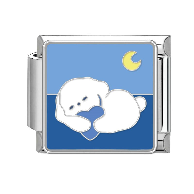 Cute Pet Dog Italian Module Stainless Steel Bracelet