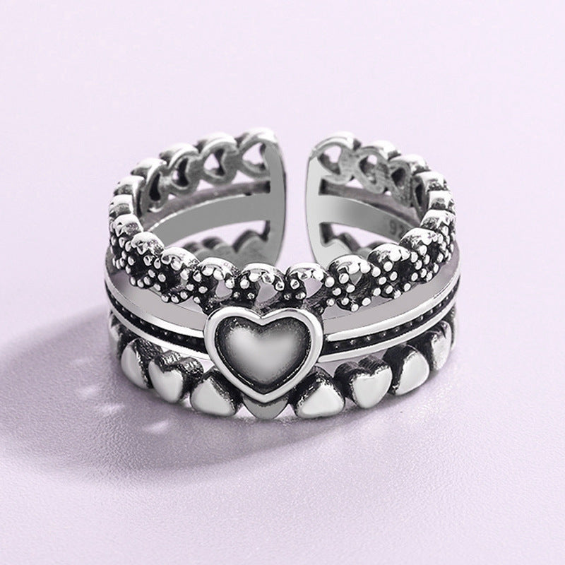 Women's & Men's Punk Heavy Wide Face Abstract Art Open Distressed Street Tide Ring