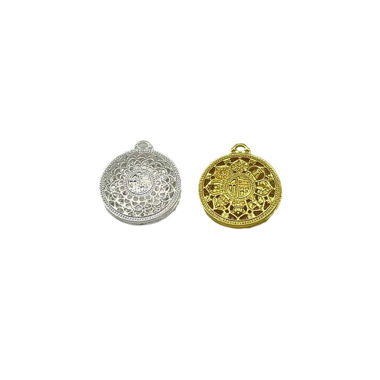 Hollow Fu Character Lotus Lucky Beads Pendants