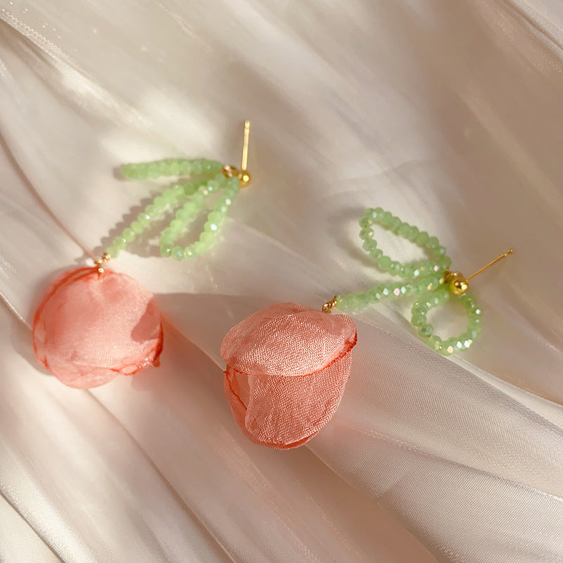 Spring Opening Tulip Flower Energetic Elegant Sweet Style Gentle Stud Earrings